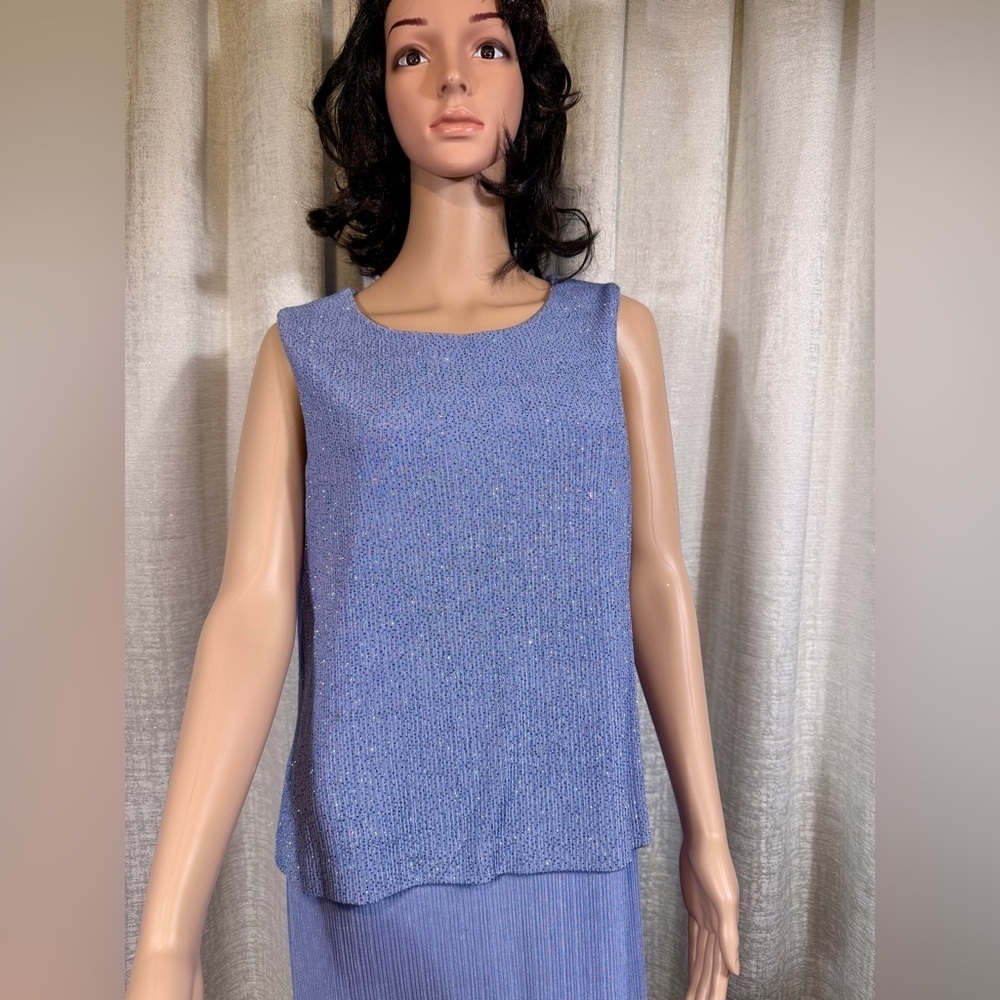💜 Alex Evenings 2-Piece Lavender Blue Shimmer Set – Size 14 Petite - Picture 5 of 9